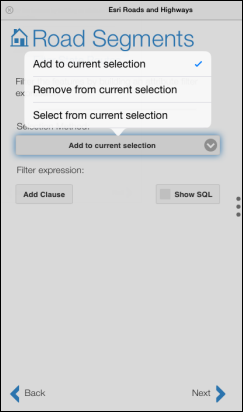 Attribute selection options Attribute selection options