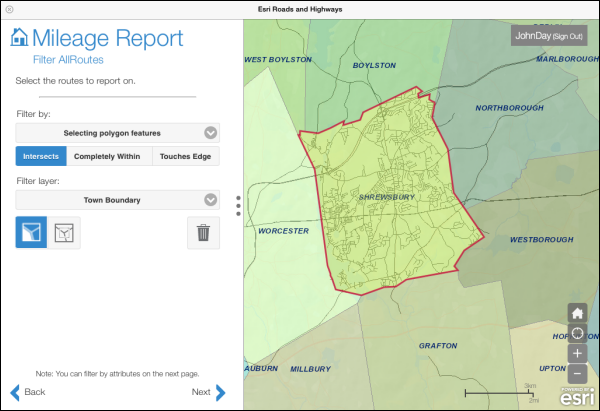 Selecting routes that intersect a town boundary Selecting routes that intersect a town boundary